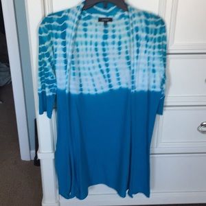 S Women’s Cardigan - Teal and white tie dye